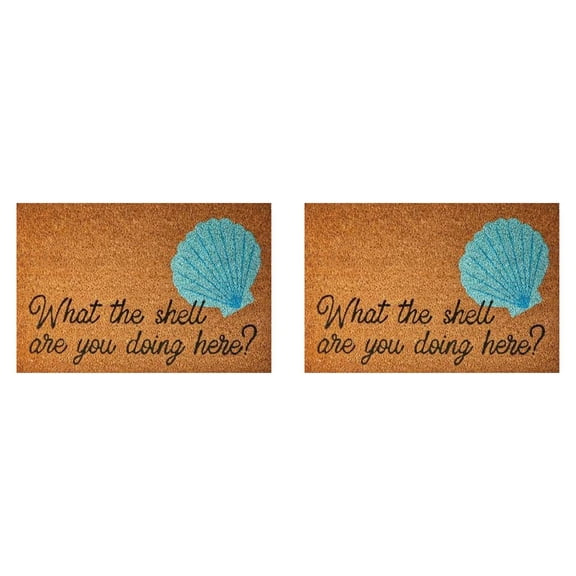 2PCS Summer Blue What The Shhell Doormat What The Are You Doing Here Funny Cute Doormat Door Mat Welcome Doormat Funny Doormat Home Door Mat Home Decor