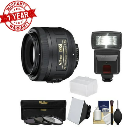 New Nikon 35mm f/1.8 G DX AF-S Nikkor Lens with 3 Filters + Flash & 2 Diffusers