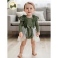 thumbnail image 5 of Miaouyo 0-24 Months Infant Baby Girl Fall Romper Dress Crew Neck Long Sleeve Tutu Bodysuit with Bow Headband, 5 of 9