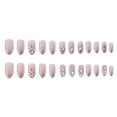thumbnail image 3 of 24Pcs/Set Nail Art Fake Nails with Diamonds Pink Silver Glitter Wearing Reusable False Nails Long Ballerina Press on Nail Tips, 3 of 6
