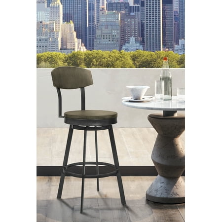 Conway 30" Bar Height Barstool in Mineral Finish and Grey Walnut Seat