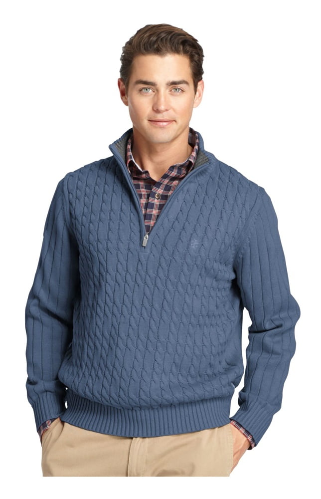 quarter zip cable knit sweater