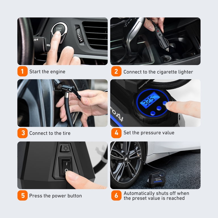 Car Tire Inflator 100 PSI, Electric Tire Compressor, Inflatables Air Car  Pump