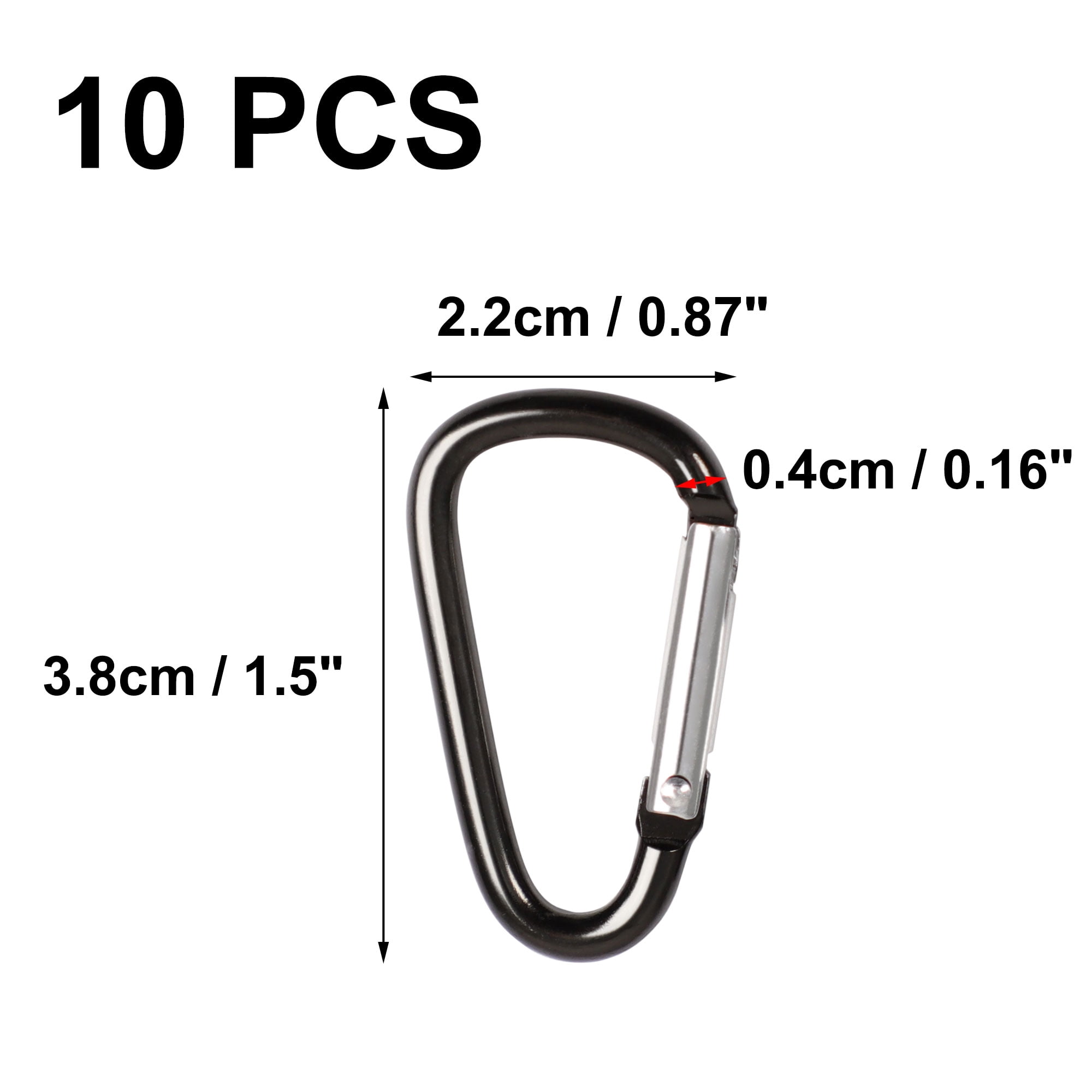 Unique Bargains 10PCS Carabiner Keychain Clip, Black Metal D Ring Snap Hooks for Hanging