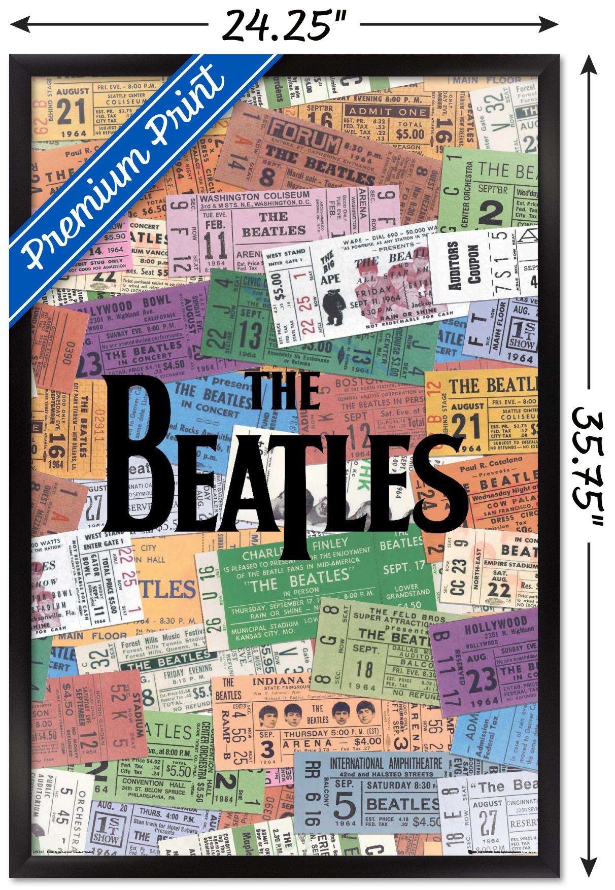 The Beatles - Tickets Wall Poster, 22.375" x 34", Framed