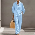 thumbnail image 2 of Purcolt 2 Piece Outfits for Women Summer Cotton Linen Matching Set V Neck Sleeveless Top Wide Leg Pants Casual Vacation Beach Travel Outfit, 2 of 9