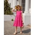 thumbnail image 3 of Arshiner Dresses for Girls Toddler Elastic Waist Loose Dress Summer Tiered Flowy Midi Dress Toddler Girl Dress, 3 of 6