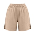 thumbnail image 7 of Sheghy Cotton Shorts Cotton Women Solid Elastic Waist Daily Casual Shorts with Side Storage Pockets Khaki XXL, 7 of 7