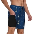 thumbnail image 3 of Picia Lighthouses and Anchors pattern Mens Swim Trunks with Compression Liner Stretch Beach Shorts Quick Dry with Zipper Pockets No-Chafing Board Shorts-Small, 3 of 9