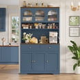 thumbnail image 3 of Hiphuta 71"in Modern Kitchen Pantry Storage Cabinet, Freestanding Kitchen Hutch Cabinet with Adjustable Shelves & Microwave Stand, Coffee Hutch for Dining Room, Blue, 3 of 7