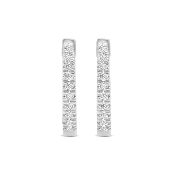 TimeLe$$ Classics 10K White Gold Natural Diamond Small Huggie Hoop Earrings - 0.10 CTW