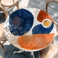 thumbnail image 3 of Abstract Graffiti Round Fitted Table Cover Vintage Orange Blue Dot round Shape Waterproof Table Cloth with Elastic Edge Wipeable Tablecloth for Picnic Camping Party Fits 45"-54" Diameter, 3 of 8