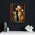 thumbnail image 4 of Awypu Christmas Wall Art Canvas Artwork Print Two Dogs And Cat In Santa Hat Sitting At The WindoPoster Abstract Art Paintings Home Decorations Modern Art Poster For Living Room,Without Frame, 4 of 4