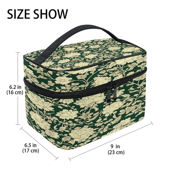 DIXRUYEE Train Case Cosmetics Organizer Fashion Vintage Floral Elegance Printed Size: 9x6.2x6.5 in