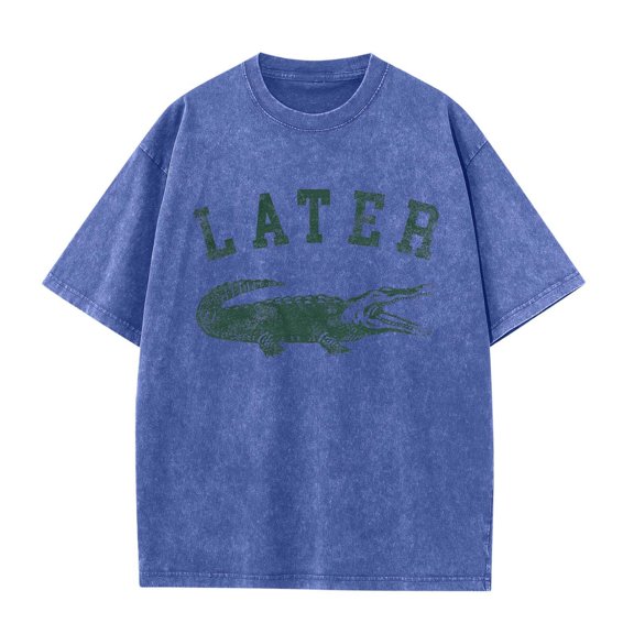 Drses‌‌ ‌‌‌Men's Vintage Graphic Tee - Washed Cotton Oversized T-Shirt with Retro Print Short Sleeve Crewneck Blouse