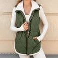 thumbnail image 5 of Cmfcve Plus Size Fleece Lined Winter Vest for Women Sleeveless Solid Color Warm Coat Slimming Drawstring Padded Jacket with Pockets, 5 of 8