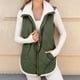 thumbnail image 5 of Chaquetas y abrigos casuales sin mangas y sin capucha para mujer, chalecos de invierno para mujer, chaqueta polar sin mangas, cuello alto con cremallera, abrigo largo cálido con cordón y bolsillos, ro, 5 of 8