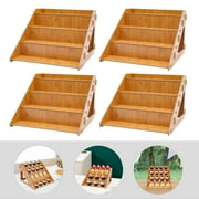 4-Tier Retail Display Rack 4 Pcs Rustic Retail Display Stands Staged Tabletop Display Rack Cupcake Dessert Stand Holder Step Storage Organizer Shelf for Shop Store, Wood Color