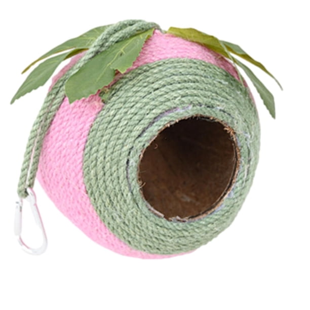 ¡Gran oferta! El pájaro natural está tejido y envuelto con una cuerda de cáñamo hecha a mano verde y amarilla, adecuada para pájaros pequeños y se puede colgar