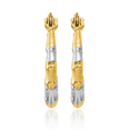 thumbnail image 5 of 14K Solid Yellow Gold Bamboo Oval Small Hoop Earrings, 5 of 10