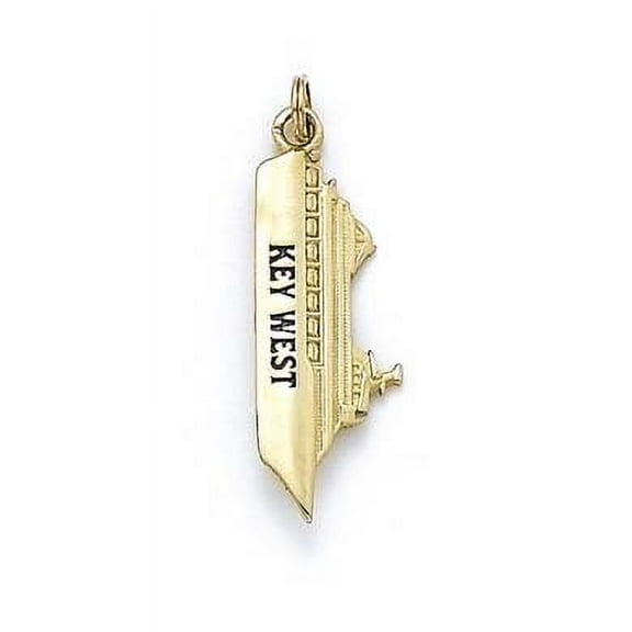 14k Yellow Gold Enamel Key West Cruise Ship Pendant - 1.6 Grams