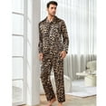 thumbnail image 3 of Couple-style leopard print high-quality ice silk imitation silk cardigan, long-sleeved pants and pajama set, 3 of 6