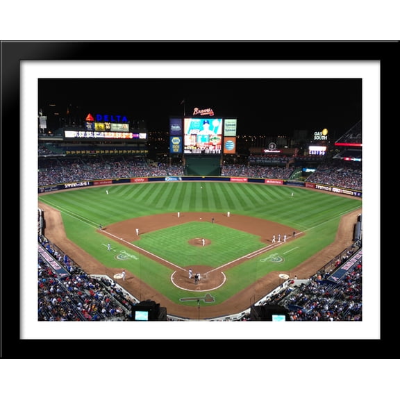 Turner Field 36x28 Large Black Wood Framed Print Art - Home of the Atlanta Braves