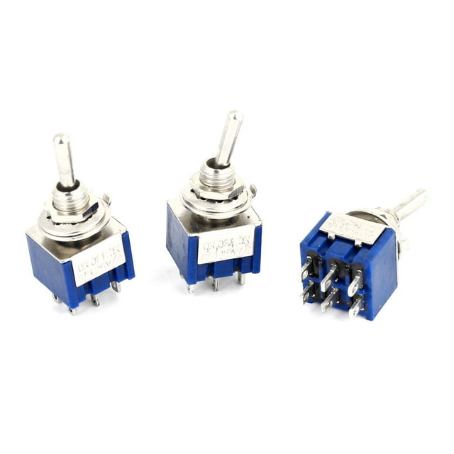 3 Piezas Interruptor de Luz de Palanca de 3 Posiciones 6 Pines DPDT AC 125V 6A