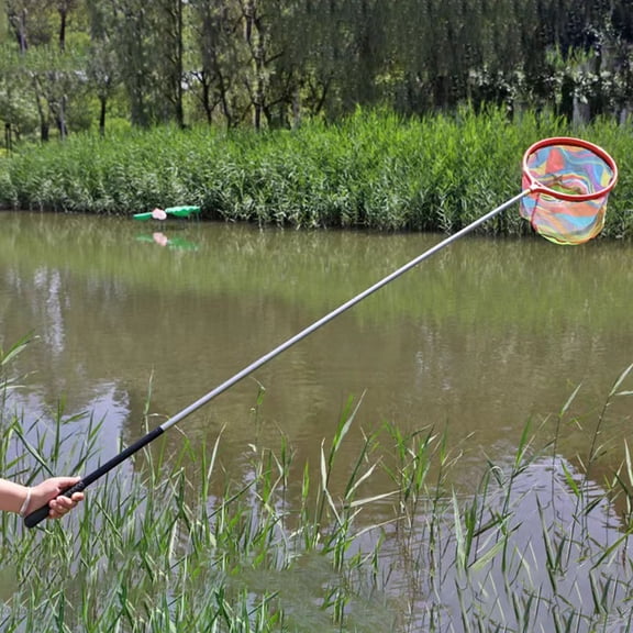 Arghm Kids Telescopic Fish Net,Extendable Non-slip Grip Net for Catching Insects Fish 16x9.8x0.78in,Colorful Tools with Large Pocket Design,Safe to Use,Encourage Motor Skills,Durable Mesh