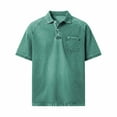 thumbnail image 5 of TAGOLD Mens Summer Short Sleeve Turndown collar Blouse & Shirt Solid Color Half Button Pocket Casual Top, 5 of 5