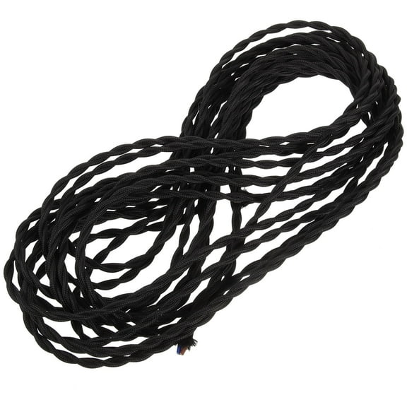PTOOTP 1 Roll Twisted Rayon Cloth Lamp Cord for Pendant Lights and Chandeliers in Black 10m