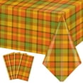 thumbnail image 1 of 4 Pieces Fall Tablecloth Maple Leave Theme Party Autumn Pumpkin Leaves Disposable Plastic Fall Thanksgiving Table Cover Decoration Supplies Favors, 1 of 5