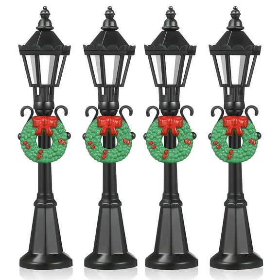 BERTDOMD 16-Piece Christmas Village Lamp Posts Set Miniature Dollhouse Street Lamps Decorative Holiday Lights Accessories