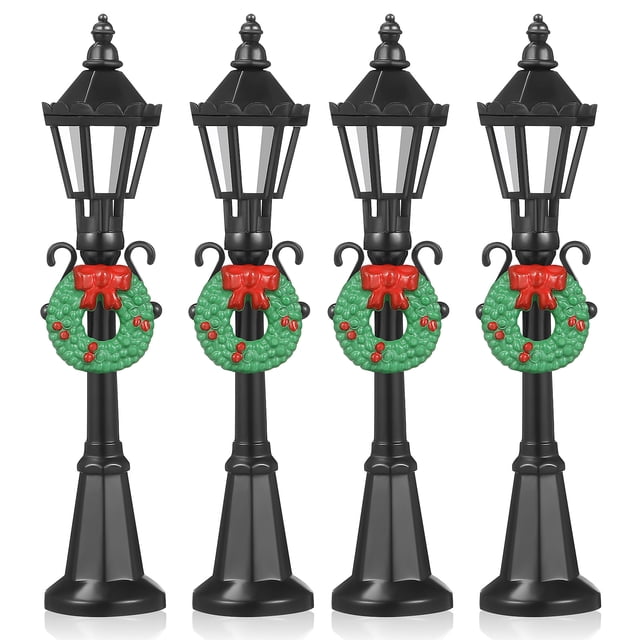 SHISUYAN 4 Pcs Modèles de Lampadaires de Noël, Décorations de Maison de Poupée Micro Paysage