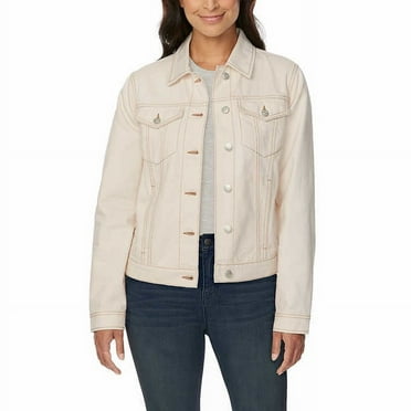 Buffalo David Bitton Womens Classic Denim Jacket (Light Cream, Small)