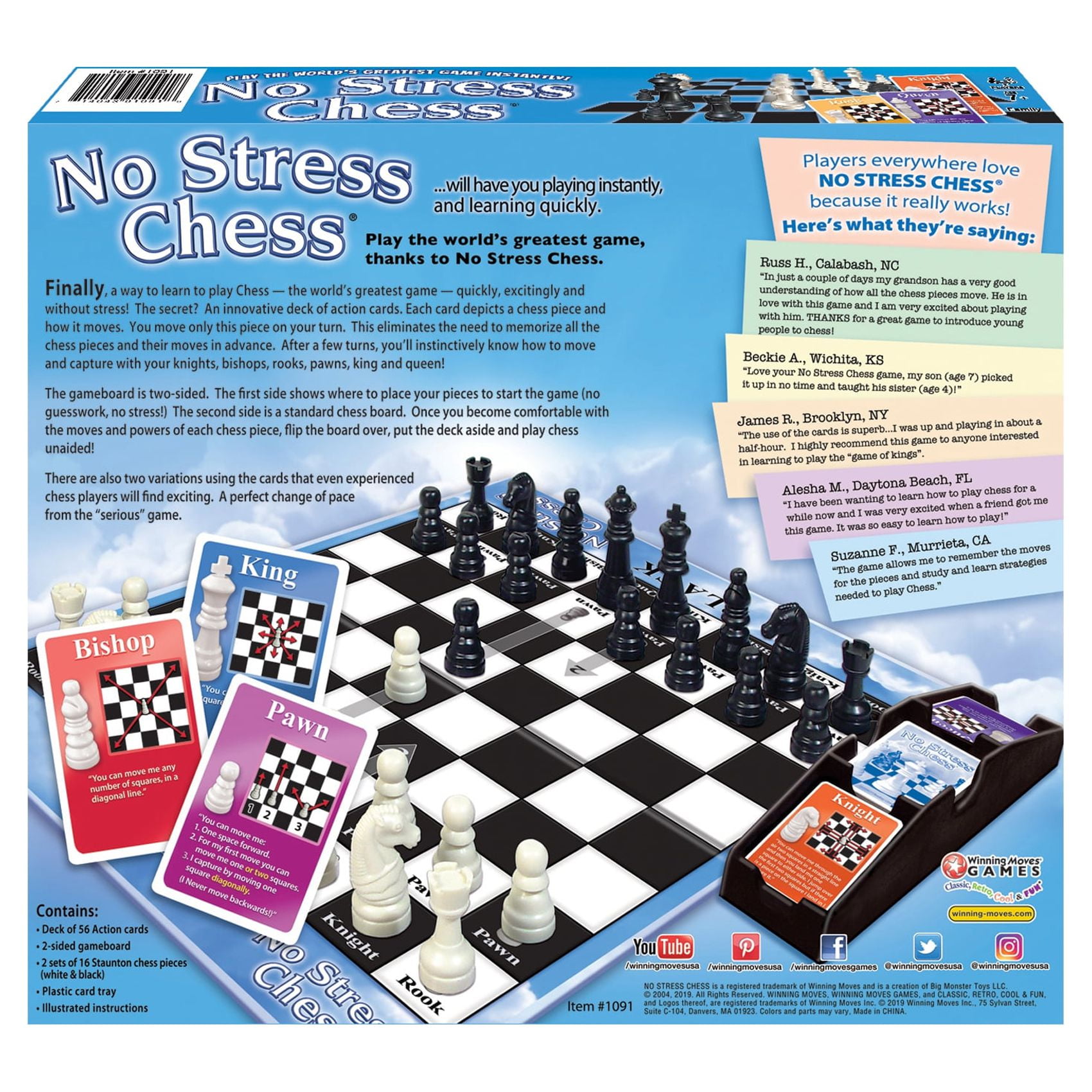 No Stress Chess Board Game-Learn Chess Easy-For Kids and Adults-New Sealed