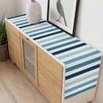 thumbnail image 4 of Blue Teal Ombre Grey Striped Table Runner - 70 Inch Long, Kitchen Dining Table Runner Dresser Scarves, Farmhouse Stripe Modern Farmhouse Decor for Coffee Tables Wedding Party Banquet, 4 of 8