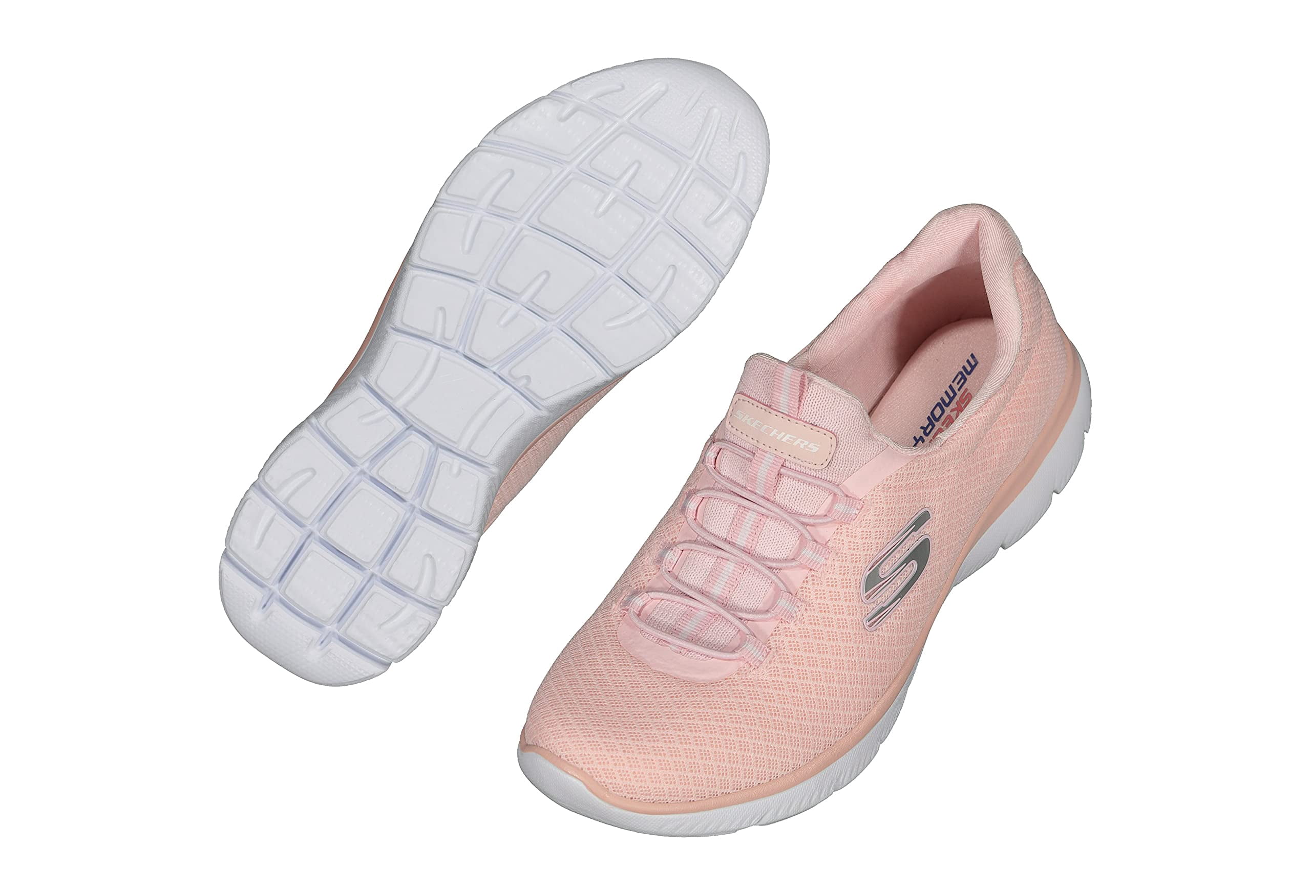 Skechers Slip on Sneakers for Women Sport Summits Mesh Bungee Closure Athletic Shoes Knit Upper Memory Foam Cushioning Flexible Lightweight Support