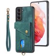 thumbnail image 4 of Nalacover for Samsung S21, Slim Case Wallet with Credit Card Holder, Back Flip Premium Leather Magnetic Clasp Kickstand Wirst Hand Strap Shockproof Cover for Samsung Galaxy S21, Green, 4 of 7