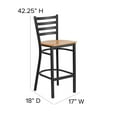 thumbnail image 4 of HERCULES Series Black Ladder Back Metal Restaurant Barstool - Natural Wood Seat, 4 of 6