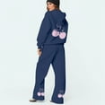 thumbnail image 4 of Cherry Sweat Set for Women Cherry Sweatpants Set for Women Women's 2 Piece Outfits Cherry Trim Print Hoodie Sweatsuit Sets Oversized Sweatshirt Wide Leg Sweatpants With Pockets, Navy-S, 4 of 6