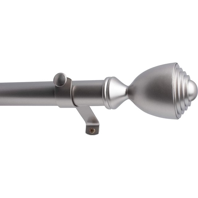 Tailor & Taylor 1 inch Decorative Curtain Rod, Metal Telescopic Drapery Hardware Set, Adjustable Rod with Designer Cup Finial for Living Room, Kitchen and Windows (36"-72", Silver)