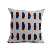 Simply Daisy, 16" x 16" Bowling Pins, Geometric Print Outdoor Pillow, Red