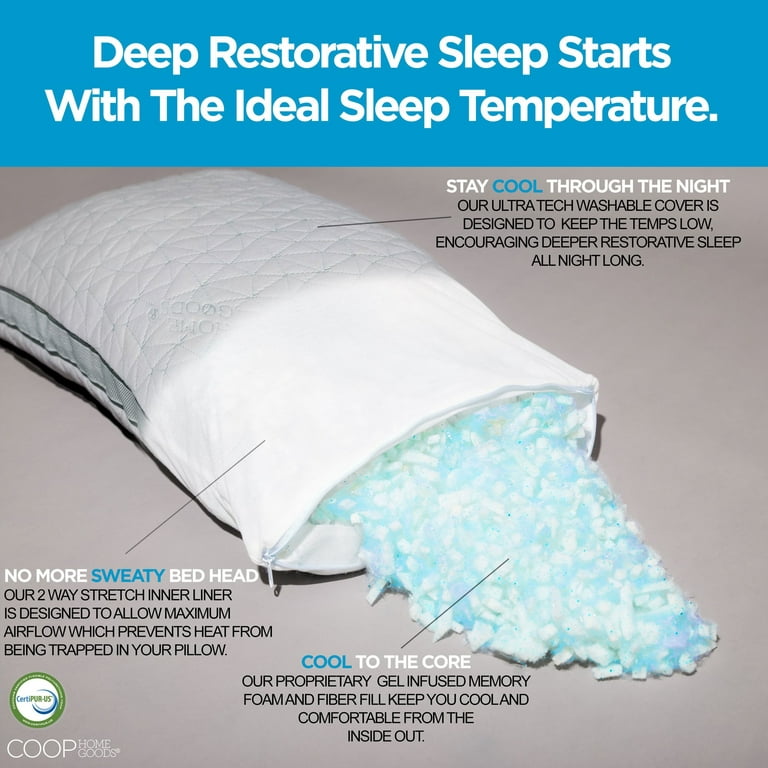 Coop Home Goods - Adjustable Shredded Gel Memory Foam and Poly Fiber Fill - 1/2 lb Refill for Eden Pillow