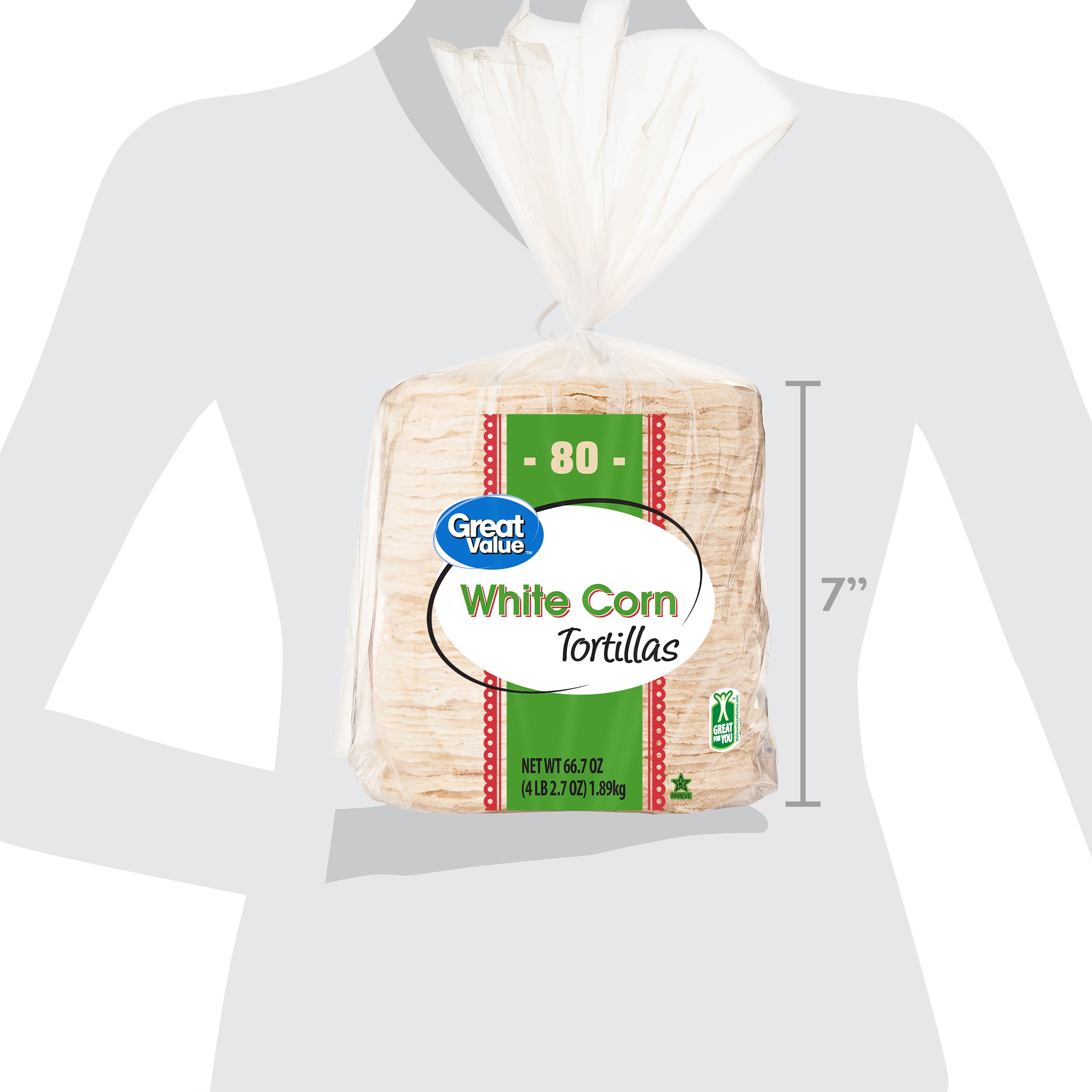 Great Value White Corn Tortillas, 80 Count
