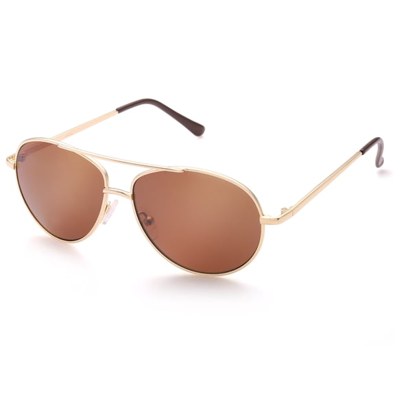 LotFancy UV Protection Unisex Aviator Sunglasses, Brown