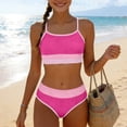 thumbnail image 4 of NAISIBABY Girls Bikinis Bathing Suits, Trendy Color Block High Waist Swimsuit Summer Beach Swimwear 2-Piece Pink 11T, 4 of 9
