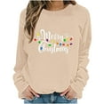 thumbnail image 4 of HOMBOM Womens Sweatshirts Festive Greflying Beige Crewneck Merry Graphic Xmas Fashion Christmas Sweatshirt for Ladies, 4 of 6