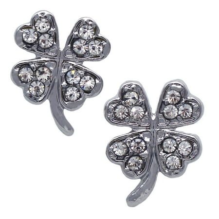 4 Leaf Clover Post Earrings - cocojewelry Heart Shape 4 Leaf Clover Shamrock Stud Post Earrings St. Patrick's Day Jewelry