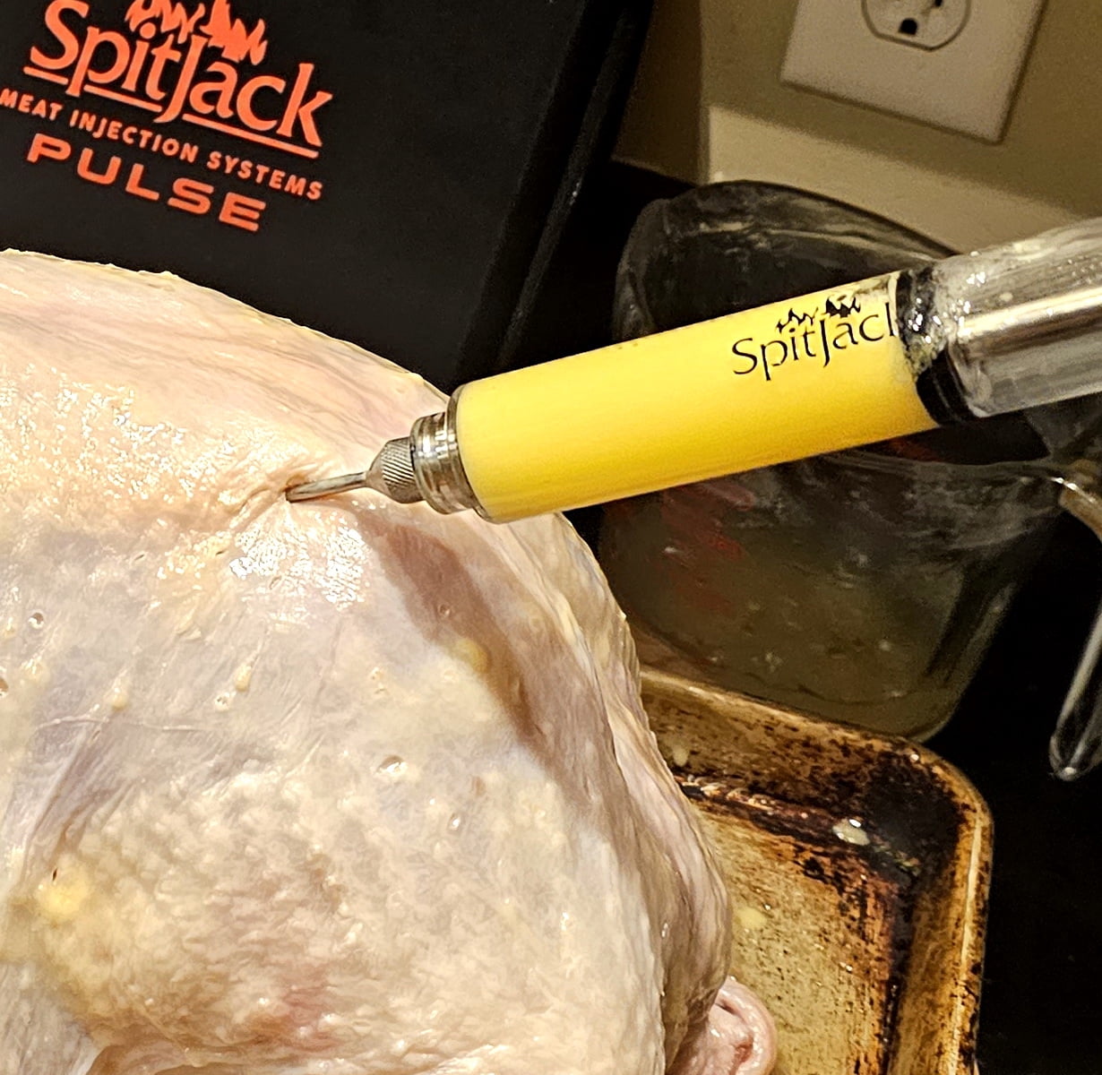 SpitJack PULSE Meat Injector Gun & Marinade Syringe for BBQ – Flavor Injector for Brisket, Chicken, Ribs, Pork, Turkey – Barbecue & Smoker Accessories Tool